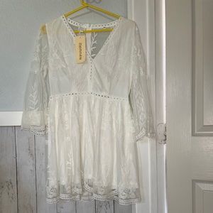 White Lace Babydoll Dress